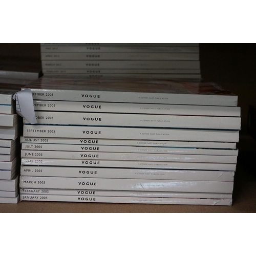 441 - Large collection of Vogue fashion magazines, a complete run of every month from January 2005 to Dece... 