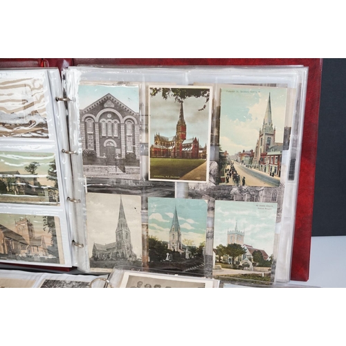 442 - Collection of postcards contained within two albums, spanning the 20th Century, mainly depicting bui... 