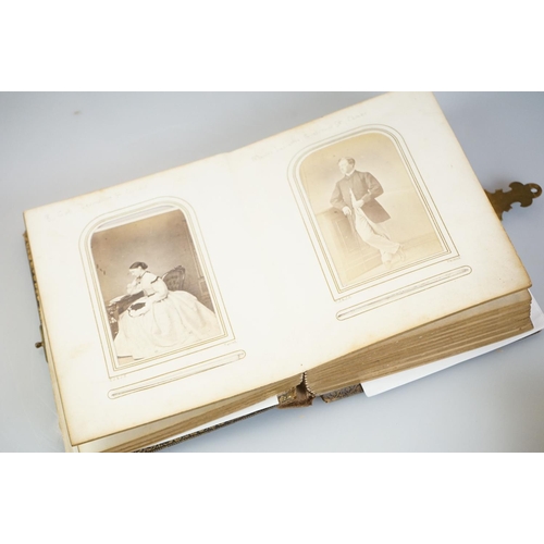 443 - Victorian Carte De Visite gilt photograph album, containing 30 photographs, together with a small co... 