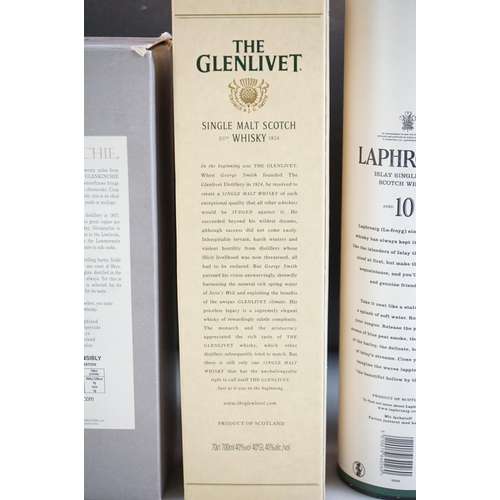 463 - Four Boxed bottles of whisky, to include Laphroaig Islay Single Malt Scotch Whisky 70cl 40% (10 year... 