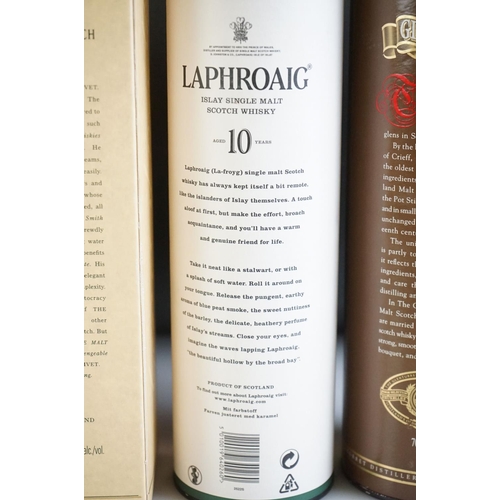 463 - Four Boxed bottles of whisky, to include Laphroaig Islay Single Malt Scotch Whisky 70cl 40% (10 year... 