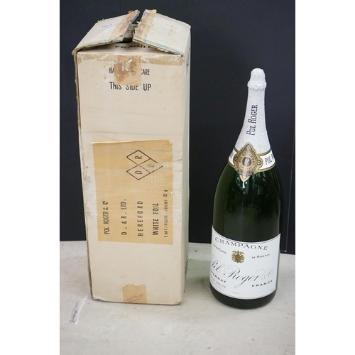 473A - Boxed ' Pol Roger & Co ' Champagne oversized 12L advertising bottle, empty green glass bottle with l... 