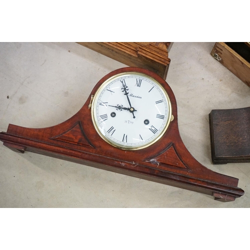 506 - Collection of 15 clocks, mostly wooden cased mantel clocks, to include a mid 20th century Smiths Bak... 