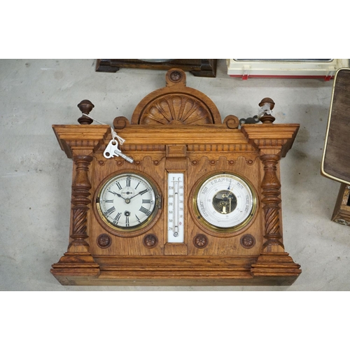 506 - Collection of 15 clocks, mostly wooden cased mantel clocks, to include a mid 20th century Smiths Bak... 