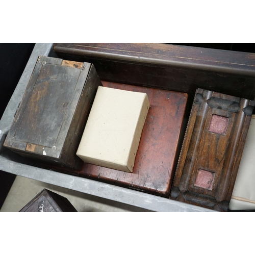 507 - Mixed Collectables to include six vintage wooden boxes (2 writing boxes, MOP inlaid work box, tea ca... 