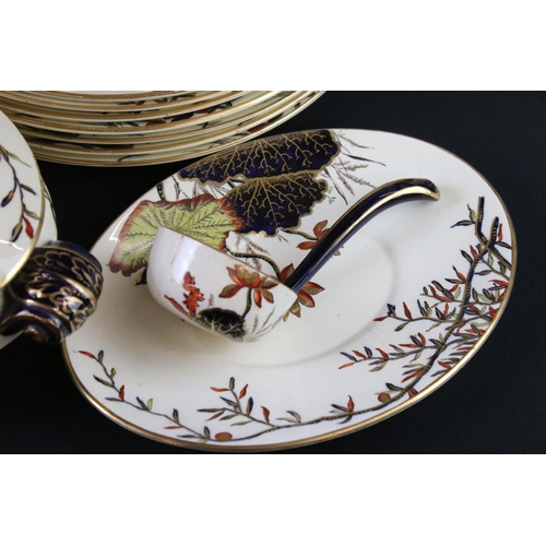 84 - Extensive 19th Century George Jones & Sons ' Lilium ' pattern dinner service, to include 4 oval meat... 