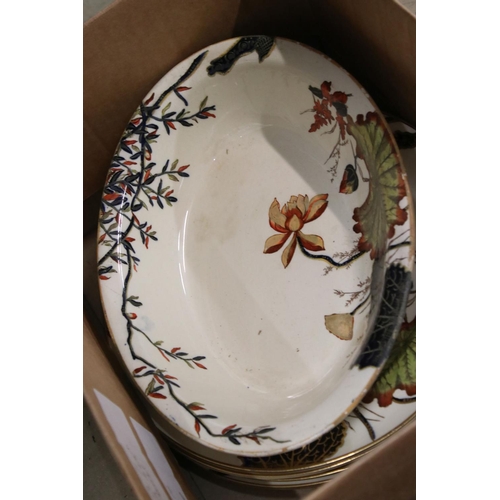 84 - Extensive 19th Century George Jones & Sons ' Lilium ' pattern dinner service, to include 4 oval meat... 