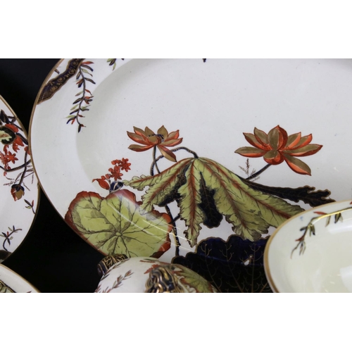 84 - Extensive 19th Century George Jones & Sons ' Lilium ' pattern dinner service, to include 4 oval meat... 