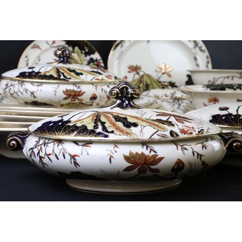 84 - Extensive 19th Century George Jones & Sons ' Lilium ' pattern dinner service, to include 4 oval meat... 