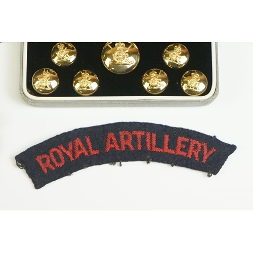 17 - A Collection Of British Royal Artillery Regiment Collectables To Include Buttons, Cap Badges, Cuffli... 