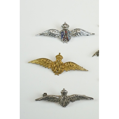 18 - A Collection of Ten Royal Air Force / RAF Mainly Kings Crown Sweetheart Brooches To Include Silver A... 