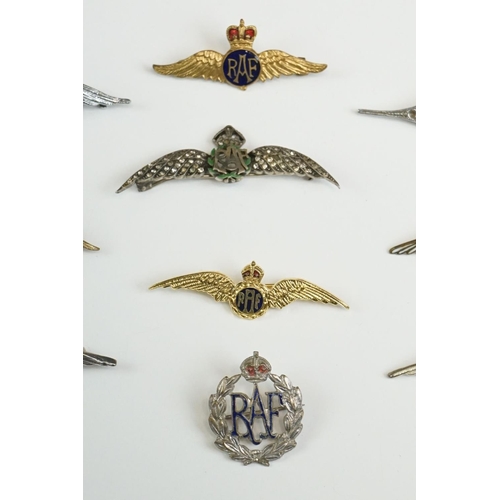 18 - A Collection of Ten Royal Air Force / RAF Mainly Kings Crown Sweetheart Brooches To Include Silver A... 