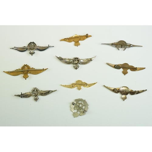 18 - A Collection of Ten Royal Air Force / RAF Mainly Kings Crown Sweetheart Brooches To Include Silver A... 