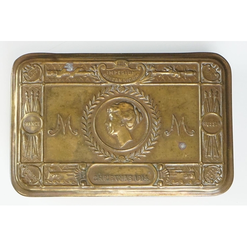 2 - A British World War One Christmas 1914 Princess Mary Brass Gift Tin.