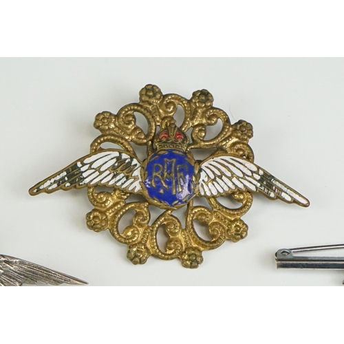 20 - A Collection of Ten Royal Air Force / RAF Kings Crown Sweetheart Brooches To Include Silver And Enam... 