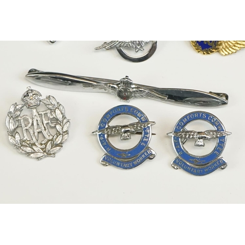 35 - A Collection Of Ten Royal Air Force / RAF Sweetheart Brooches, Many With The Kings Crown, To Include... 