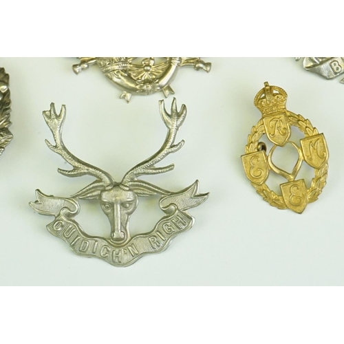 38 - A Small Collection Of Eight British Military Cap Badges To Include The Black Watch, The Royal Electr... 