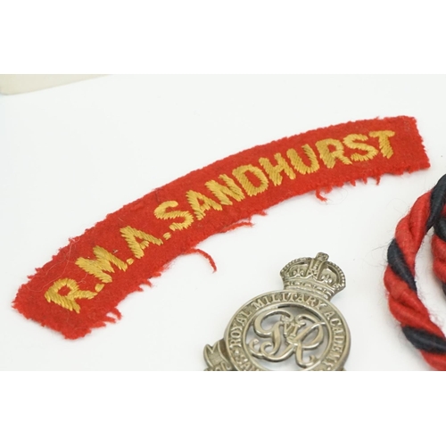 40 - A Small Group Of British Militaria Relating To The Royal Military Academy Sandhurst To Include Cap B... 