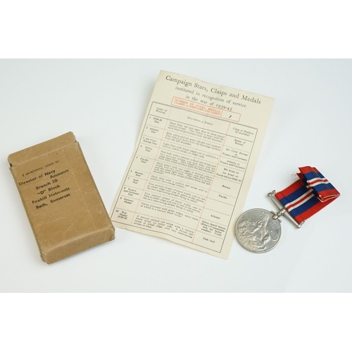 43 - A Small Group Of Mixed Militaria To Include A Full Size British World War Two 1939-45 War Medal Comp... 