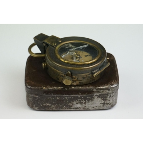 45 - A British Military Brass Cased Marching Compass (A/F).