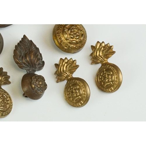 55 - A Collection Of Eight British Military Royal Hussars Grenade Cap Badges All Complete With Twin Loop ... 