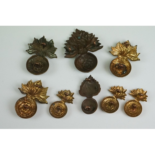 55 - A Collection Of Eight British Military Royal Hussars Grenade Cap Badges All Complete With Twin Loop ... 