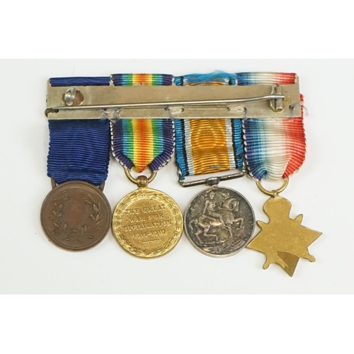 57 - A British World War One Miniature Medal Trio To Include The Great War Of Civilisation Victory Medal,... 