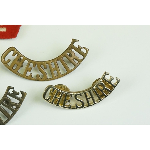 62 - A Collection Of Six British Military The Cheshire Regiment Shoulder Titles To Include Three Brass, T... 