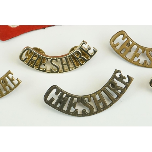 62 - A Collection Of Six British Military The Cheshire Regiment Shoulder Titles To Include Three Brass, T... 