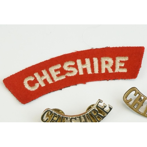 62 - A Collection Of Six British Military The Cheshire Regiment Shoulder Titles To Include Three Brass, T... 