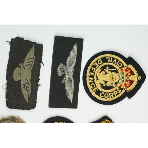 63 - A Small Collection Of British Military Cloth Badges To Include Royal Air Force, The Civil Defence Co... 