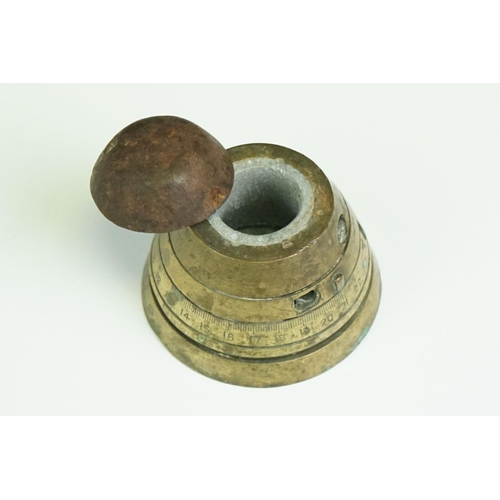 91 - A World War One German Brass Bomb Fuse / Nose Converter For Use As Desk Top Inkwell.