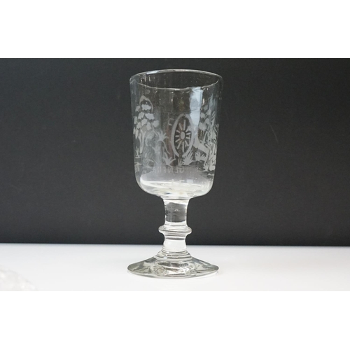 135 - A Commemorative Military 19th Century French glass, Etched General Joubert Les Boers.