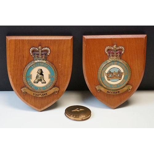 138 - Two Royal Air Force Shield Wall Plaques To Include 208 Squadron And RAF Accept Together With A Royal... 