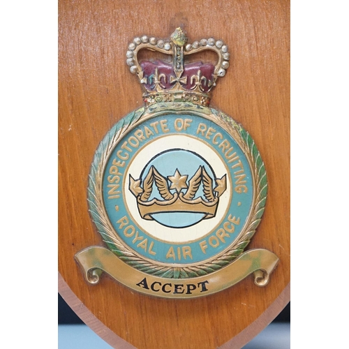 138 - Two Royal Air Force Shield Wall Plaques To Include 208 Squadron And RAF Accept Together With A Royal... 