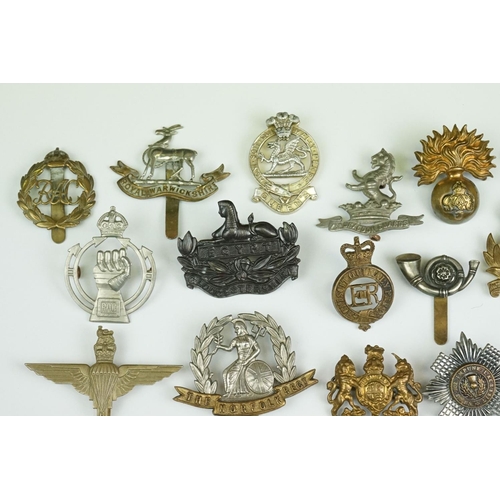 165 - A Collection Of Approx Thirty Military Cap Badges To Include The Wiltshire Regiment, The Royal Armou... 