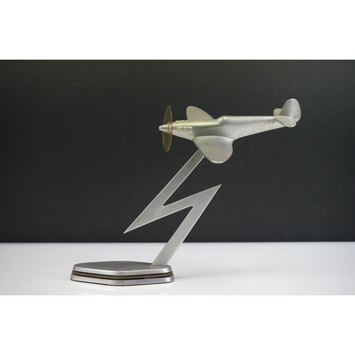 178 - A World War Two Era Trench Art / Scratch Built Aluminium Model Of A Spitfire In Flight.