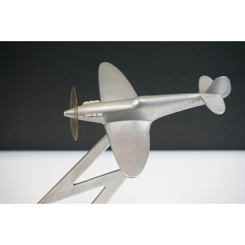 178 - A World War Two Era Trench Art / Scratch Built Aluminium Model Of A Spitfire In Flight.