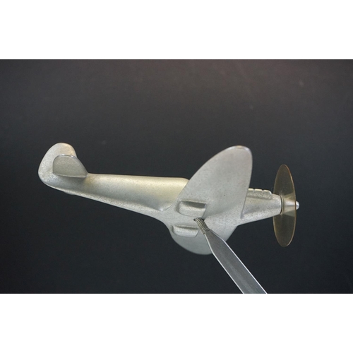 178 - A World War Two Era Trench Art / Scratch Built Aluminium Model Of A Spitfire In Flight.