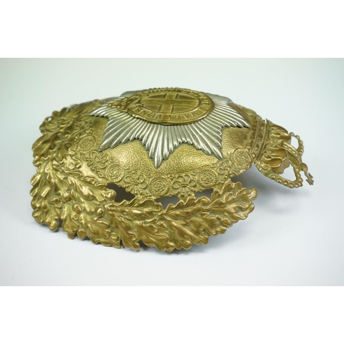 179 - A British Military Household Cavalry Bi Metal Helmet Plate With Queens Crown, Complete With Fixings ... 