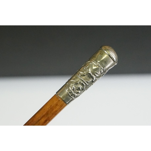 183 - A British Military Officers Swagger Stick Badged To The Pommel To The Royal Hampshire Regiment.