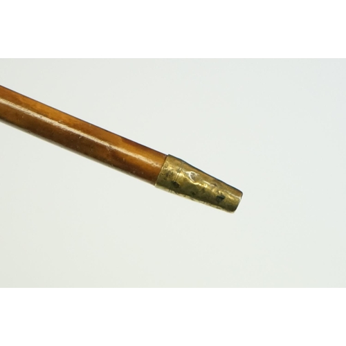 183 - A British Military Officers Swagger Stick Badged To The Pommel To The Royal Hampshire Regiment.