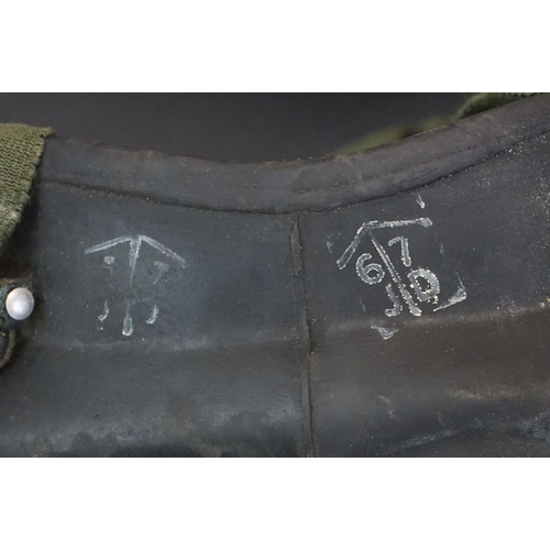 230 - A British Military Respirator With Soldiers Dog Tag Together With A Group Of Similar.