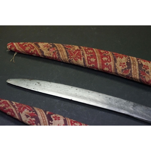 358 - A Pair Of Traditional Indian Talwar Swords Complete With Decorative Scabbards.