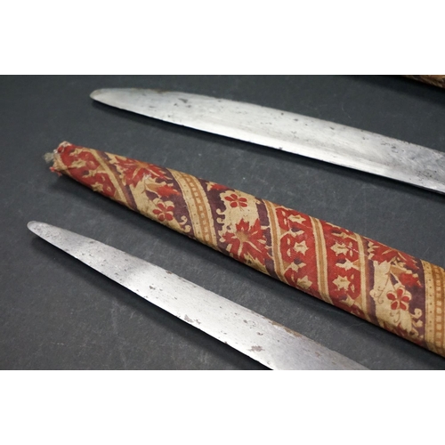 358 - A Pair Of Traditional Indian Talwar Swords Complete With Decorative Scabbards.