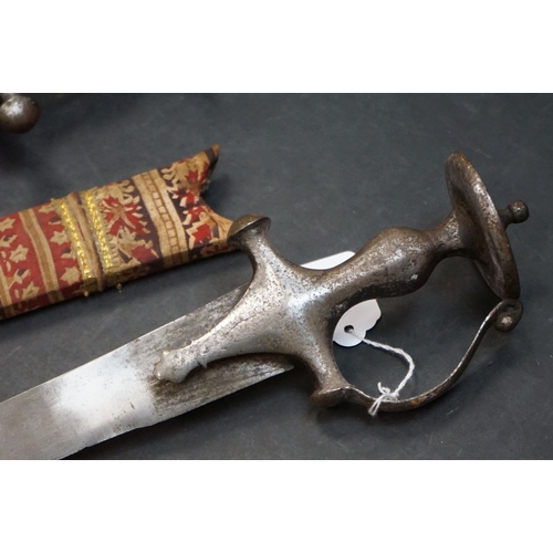 358 - A Pair Of Traditional Indian Talwar Swords Complete With Decorative Scabbards.