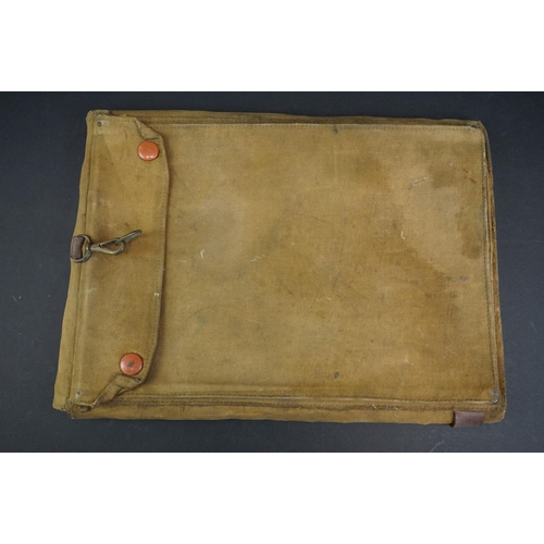 200A - A British Military Issued World War Two Era Canvas Document / Map Folder.