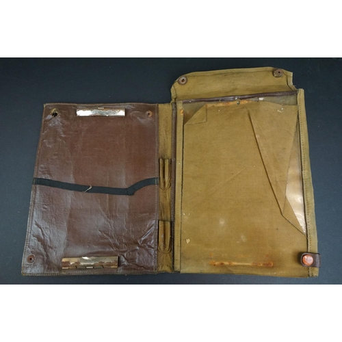 200A - A British Military Issued World War Two Era Canvas Document / Map Folder.