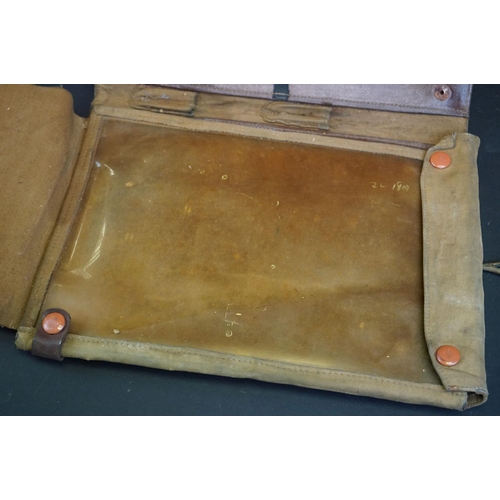 200A - A British Military Issued World War Two Era Canvas Document / Map Folder.