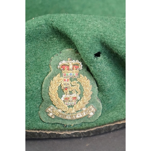 230A - A British Army Green Beret Badged To The Adjutant General's Corp Complete With Cloth Badge, Size 57.